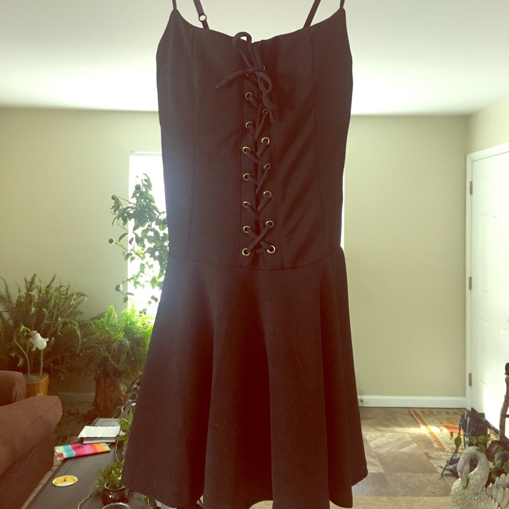 Black lace up dress